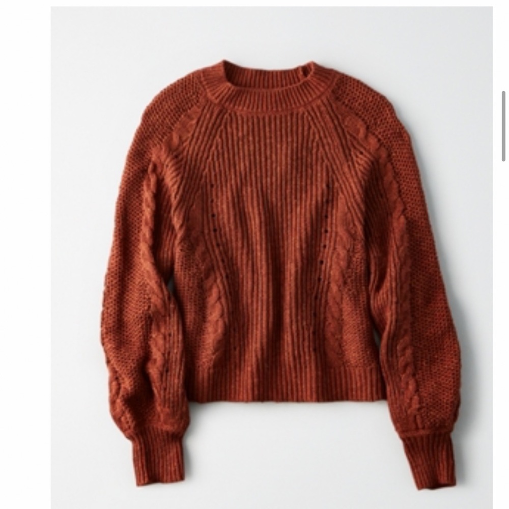 XS Burgundy Rust Chunky Cable Knit Sweater (MAKE AN OFFER)